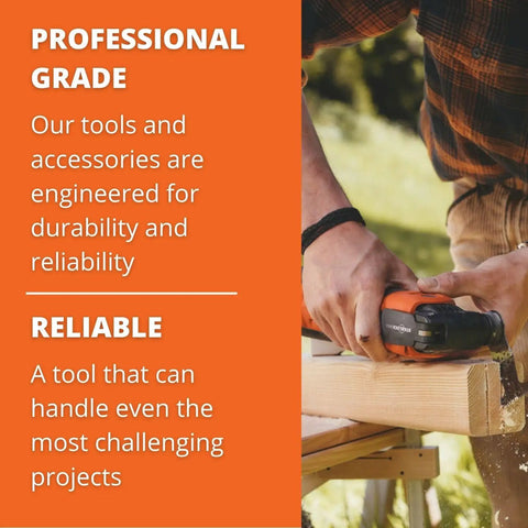 Professional Compact Angle Grinder With Anti Vibration Handle And Soft Start Module in use on wood for reliable cutting and grinding.