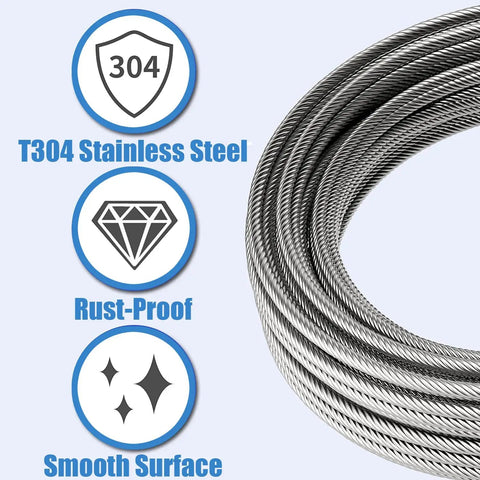 Beefy Five Millimeter Galvanized Zip Line Cable For Backyard Fun Heavy Duty 131 Feet Wire Rope With 1400 Pound Break Strength