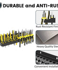 Pliers Holder Wall Mount Rack For Garage Workshop Or Shed with tools, rust-resistant finish, heavy duty steel, easy installation.