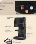 Digital display and components of 58mm Automatic Espresso Tamper With Electric Adjustable Base for precise pressure adjustments.