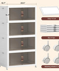 No Hassle Mega Extra Large Four Tier Stackable Storage Bins With Smooth Roll Away Wheels And Locking Door Panels, dimensions 65.4" x 29.5" x 19.7".