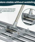Close-up of Lawn Leveling Rake 45 Inch Heavy Duty Stainless Steel Leveler For Backyard And Garden, showing construction.