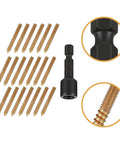 Wood Dowel Screws Kit With Driver, 20 Double Headed Hanger Bolts, 5/16-18 X 2 Inch, carbon steel fasteners displayed with driver.