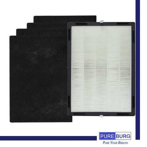 Replacement H13 True HEPA Filter Set With Four Activated Carbon Pre Filters for LivePure LP350 Series Air Purifiers shown