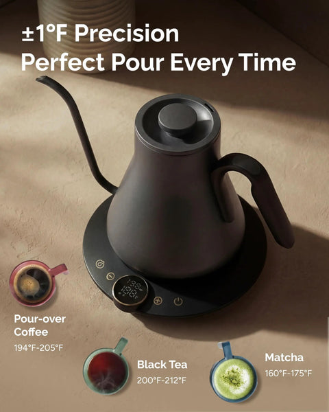 Gooseneck Electric Kettle With Precise Temperature Control Plus Or Minus One Degree Fahrenheit, BPA Free Stainless Steel Interior, 1500W Fast Heating