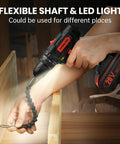 High Performance 20V Cordless Drill and Screwdriving Set with 2 Amp Hour Battery 42 Piece Kit includes flexible shaft and LED light.