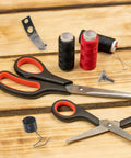 Industrial Sewing Machine Parts Kit With Precision Metal Bobbin Case Spring, Needle Plate Screws, Tension Springs, And Repair Screws For Smooth Operation, Wide Compatibility, And Easy Installation; scissors and spools shown
