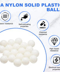Five Pack Of Solid Nylon Balls One Inch Diameter Pa Plastic Bearing Beads For Smooth Rolling Diy Builds And Industrial Valve Repair Systems That Run Slick And Stay Built Tough Zero Drama Guaranteed, displayed with features.