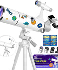 Beginner Friendly 80mm Refractor Telescope Kit for Adults and Kids with 500mm Focal Length on AZ tripod, phone adapter attached