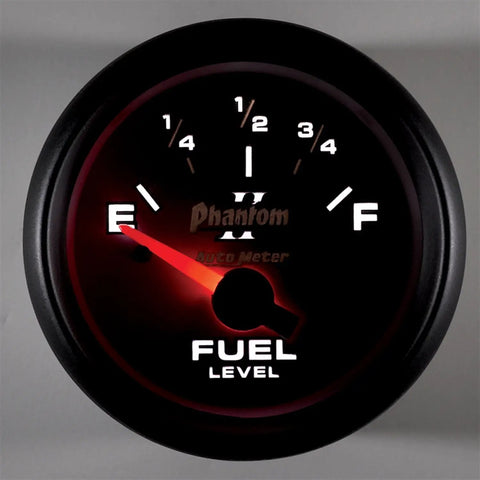 Short Sweep Electric Fuel Level Gauge 2 1/16 Inch Dash Meter with LED illumination showing low fuel level display.