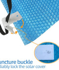 No Sweat Universal Pool Solar Cover Reel Attachment Kit Slick Heavy Duty Strap Hardware For In Ground Pools Plug And Play quick install puncture buckle detail.