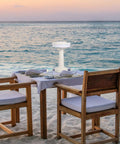 Beach setting with Two Pack Nightstand Lamps With Sensor Control And USB Charging Portable Bedside Lights for Kids on a table.