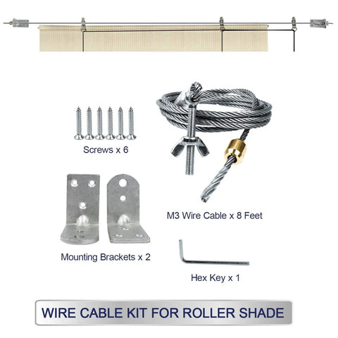Outdoor Wire Suspension Hardware Kit With 6ft M3 Wire Rope For Hanging Roller Shade Curtains Clothes Includes Corner Brackets Wing Nuts And Set Screws Built For No Fuss Easy Setup On Patios Decks Backyards Gardens And More
