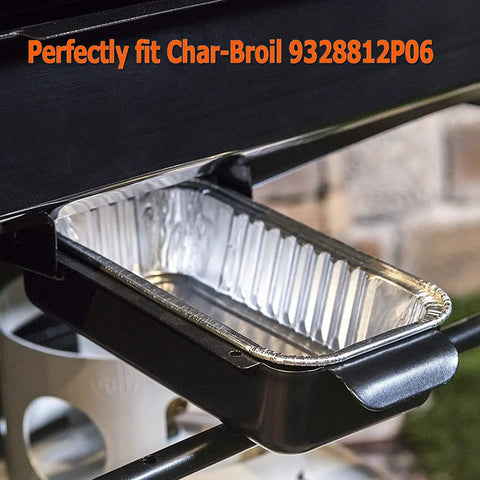 Heavy Duty Aluminum Foil Grill Drip Pans 20 Pack Kickass Grease Catcher Trays Replaces Char Broil Gas Grills 7 X 3.5 X 1.5 Inches in black grill