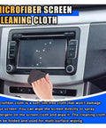 Person using Ultra Soft Microfiber Car Touch Screen Cleaning Cloth for Dashboard and Interior on car display