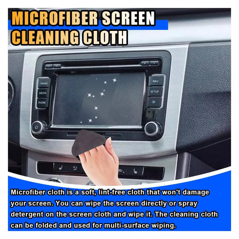 Person using Ultra Soft Microfiber Car Touch Screen Cleaning Cloth for Dashboard and Interior on car display