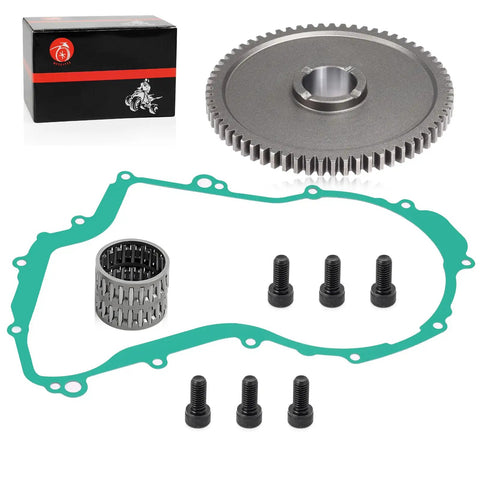 Starter Clutch One Way Bearing Gear Idler Gasket Kit For Yamaha Big Bear 350 400, includes bearing, gasket, and screws.