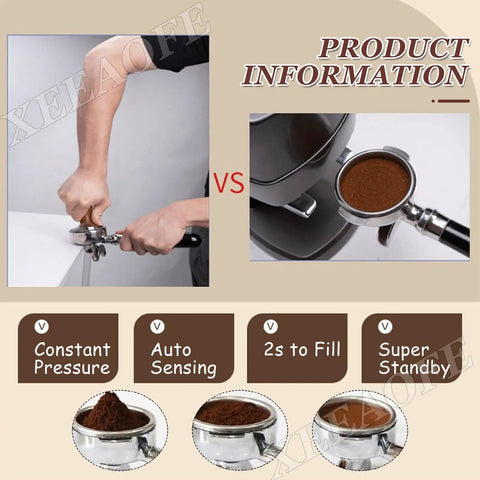 Comparison of manual tamping versus 58 Millimeter Electric Espresso Tamper With Fully Adjustable Pressure And Depth Control for consistent results.
