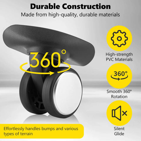 Heavy Duty Luggage Wheels Replacement Set Built Hella Tough For A Sweet Smooth Roll And Swift Suitcase Fixes That Handle Any Travel Hustle Without Breaking A Sweat, showing durable 360° rotating wheel made of high-strength PVC.