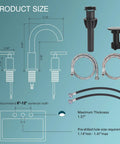 Matte Black Two Handle 8 Inch Widespread Bathroom Faucet For Vanity Sink With 360 Degree Swivel Spout 3 Hole Installation diagram
