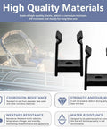 Anti-Rattle Pontoon Bimini Clips For Square Tube Frames That Keep Your Top From Shaking On Windy Rides, Marine Grade Bimini Top Hardware, 1-1/4 Inch Square Tube Brackets, Black. Sturdy black plastic clips shown near a pontoon boat, illustrating durability and resistance features.