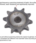 View of Beefy 10 Teeth Type B Sprocket For Single Strand Chain Half Inch Pitch 10mm Bore Carbon Steel ISO 08B Heavy Duty Gear