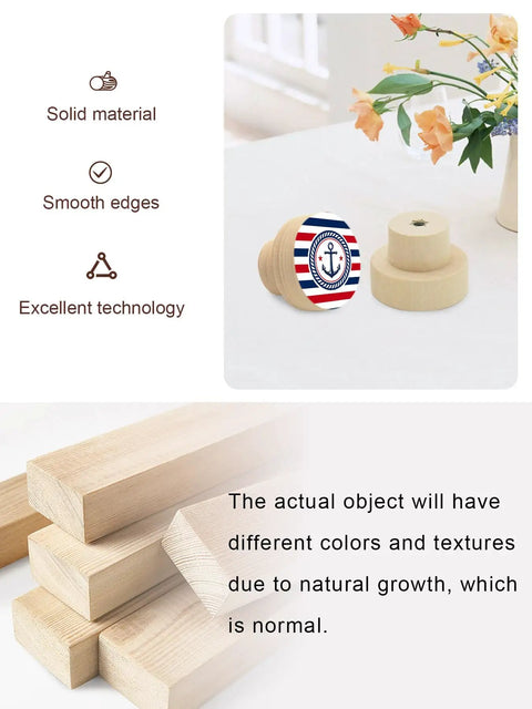 Top Shelf Beech Wood Cabinet Knobs Set Two Piece One Point Four Inch Sturdy Wooden Drawer Pulls For Kitchen Cupboard Dresser close-up