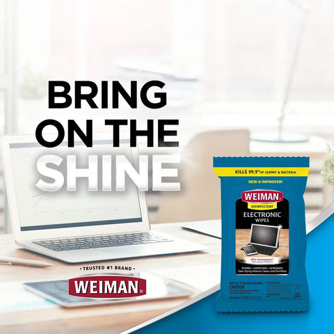 Disinfecting Electronic Wipes For Screens And Devices Keep Your Gadgets Clean On Laptops Computers Tablets And TVs With A Safe Quick Dry Formula And Wipe Then Air Dry Convenience For Non Porous Surfaces package next to laptop on table