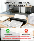 Portable Thermal Printer D80 Wireless For Travel And On The Go Inkless Printer that really works with iOS Android and laptop shown on desk