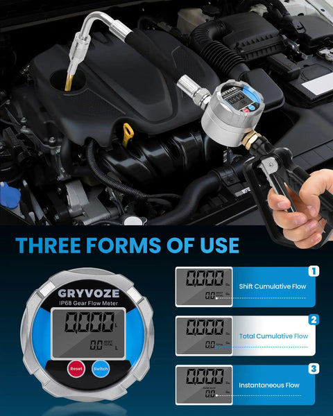 Three Quarter Inch NPT Gear Flow Meter For Oil And Coolants With Ultra Accurate Readout installed on engine