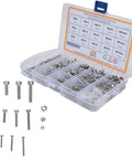 Hefty 304 Stainless Steel Hex Socket Cap Screw Nut Kit With Internal Hex Drive To Resist Stripping For Electronics and precision instruments, 520 pieces in a storage box.