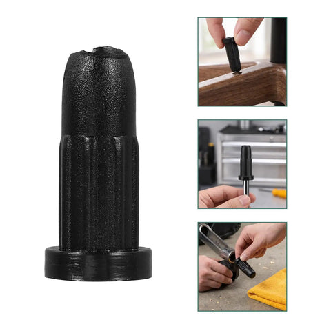 Fifty Pack Black Nylon Caster Stem Socket Sleeve With Secure Grip Neck For Office Chair Leg Swap, close-up view.