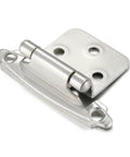 Self Closing Brushed Nickel Kitchen Cabinet Hinges For Face Frame Doors No Fuss Auto Close Feature With Screws Quick Swap For Older Furniture Rugged Heavy Duty Cupboard Hardware Kit, close-up view of hinge with holes.