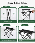Four-step assembly guide for Two Pack Ultra Light Portable Camping Table Foldable Car Tray Table With Carry Bag