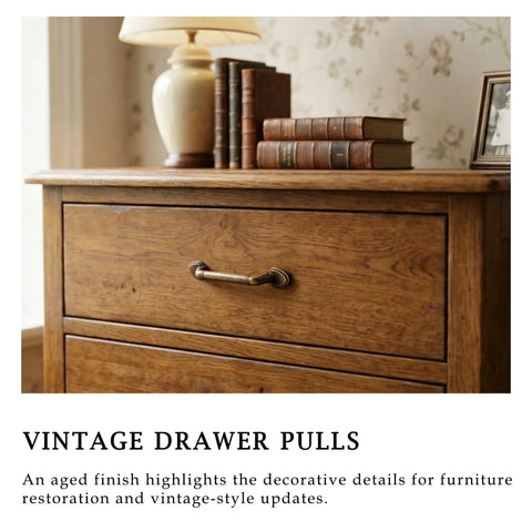 Snag This Top Shelf Set Of Six Vintage Style Cabinet Pulls Featuring A Warm Antique Bronze Finish And Reliable Three Quarter Inch Spacing For Easy Kitchen Or Closet Makeovers on wooden drawer.