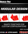 Modular Wrench Organizer For Twenty Tools With Magnetic Base Built In The USA shown in modular design for custom configurations.
