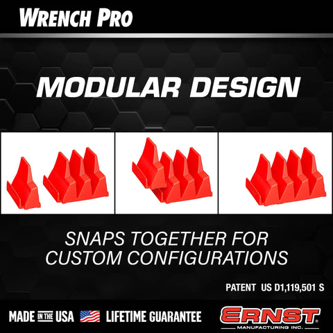 Modular Wrench Organizer For Twenty Tools With Magnetic Base Built In The USA shown in modular design for custom configurations.