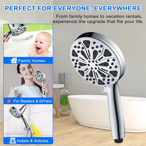 Magnetic Docking High Pressure Handheld Shower Head With Hard Water Filter, Rain Style Filtered Spray, showcased near bathtub