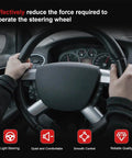 Hands gripping a steering wheel demonstrating Straight Up Plug And Play Power Steering Pump Dead On Fit For 2005 To 2014 Subaru models.