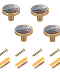 Tough As Nails Round Cabinet Knobs With Slick Blue Red Oil Finish Heavy Duty Zinc Alloy Smooth Pull Handles For Kitchen Cupboards Drawers And Doors Four Pack with gold edges and screws