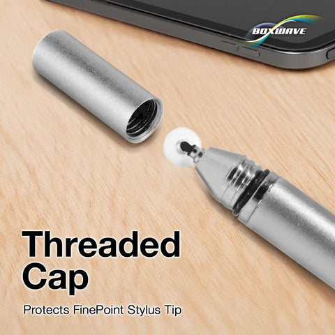 Threaded cap for protection of FinePoint stylus tip, silver color, designed for the Straight Up Precision Capacitive Stylus Pen.