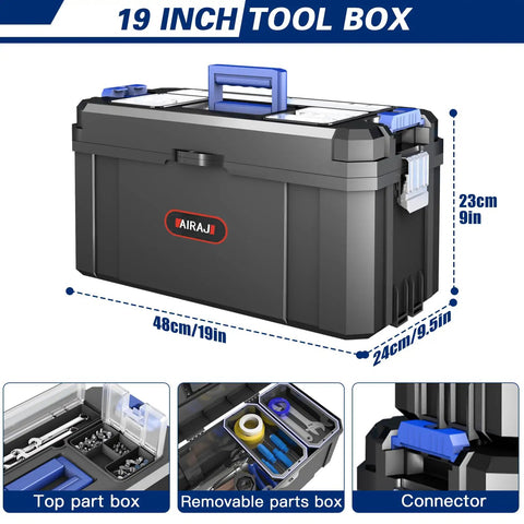 3 In 1 Rolling Toolbox With Wheels, Stackable Modular Tool Storage System, portable toolbox with detachable parts box organizer