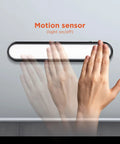 Two Pack LED Light Bars With Motion Sensor, 160 Lumens, Touchless Operation, Magnetic Mount, Battery Powered Slim Portable Lights For Closet, Garage, Shelf And Indoor Use, shown with hand activating sensor