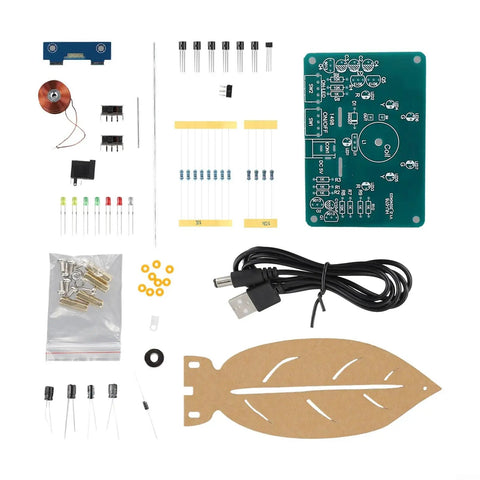 Electromagnetic Swing Soldering Practice Kit with multicolor LED lights and components for students and hobbyists electronics DIY set.