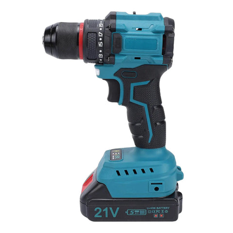 Beefy Cordless Drill Featuring Brushless 20 Volt Motor And 3/8 Inch Keyless Metal Chuck with battery and ergonomic design.