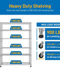 Badass 82 Inch 6 Tier Rolling Wire Shelving Cart With Heavy Duty Carbon Steel Base Adjustable max load weight 900 lbs