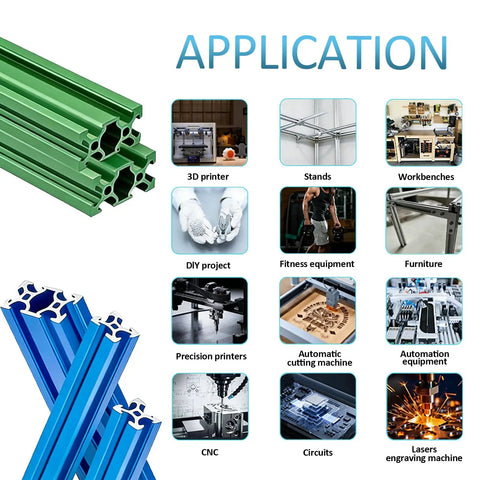 Premium Blue 2020 T Slot Aluminum Extrusion Profiles 48 Inch Long Kickass Heavy Duty 20X20mm Aluminum Rails in use for DIY projects.