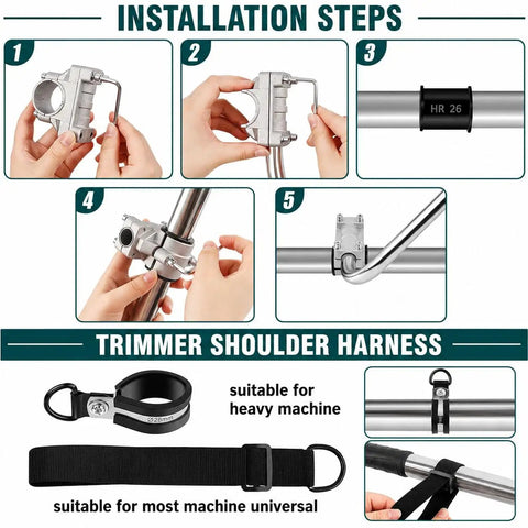 Adjustable Trimmer Support Handle Kit For Lawn Care Tools With Extended Grip Ergonomic Posture And Easy Height Adjustment For Steady Trimming And Edging On T410TS, 26mm shaft