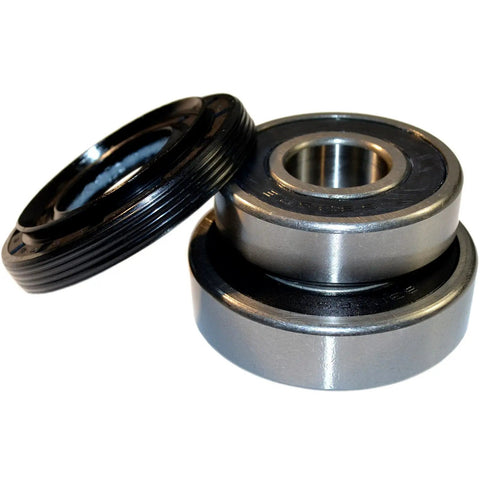 Heavy Duty LG Washer Tub Bearing And Seal Replacement Kit featuring two industrial ball bearings and one shaft seal.