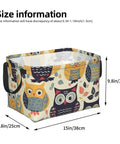 Rock Solid Rectangular Storage Basket With Handles For Shelf Organization Hella Durable Waterproof Oxford Cloth Dope Cartoon Owl Design, 15x9.8x9.8inch.